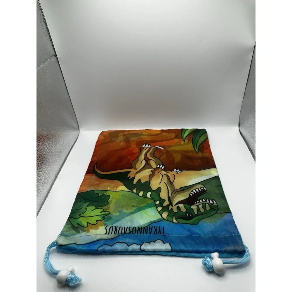 Tyrannosaurus Dinosaur Drawstring Bag – Blue Watercolor T-Rex Design